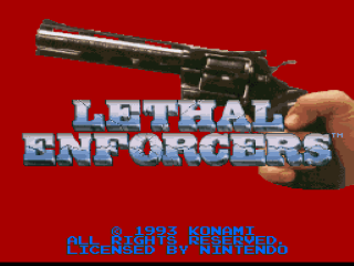 Lethal Enforcers title screen for Super Nintendo